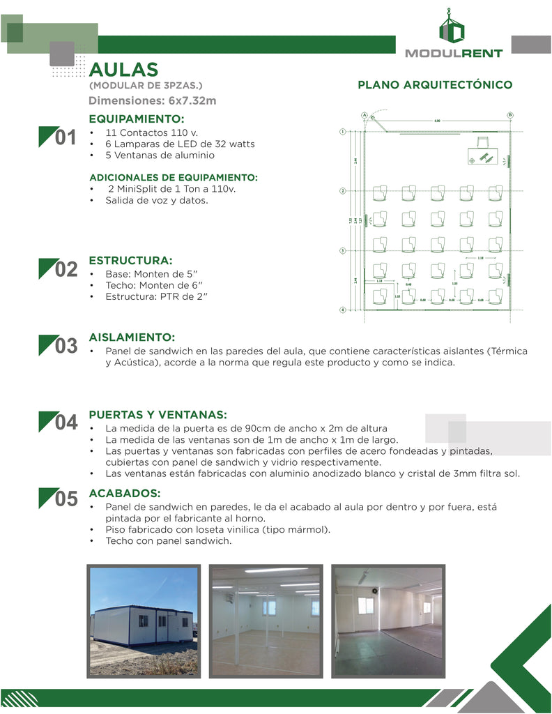 Aula Escolar 6.00 x 7.32m